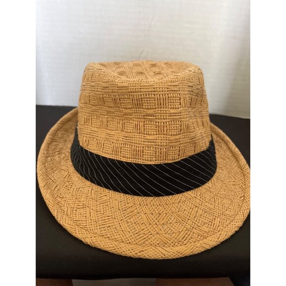 Lady Love Woven Fedora Style Straw Hat, Beach Hat Black Band Cloth Inside - Picture 5 of 13